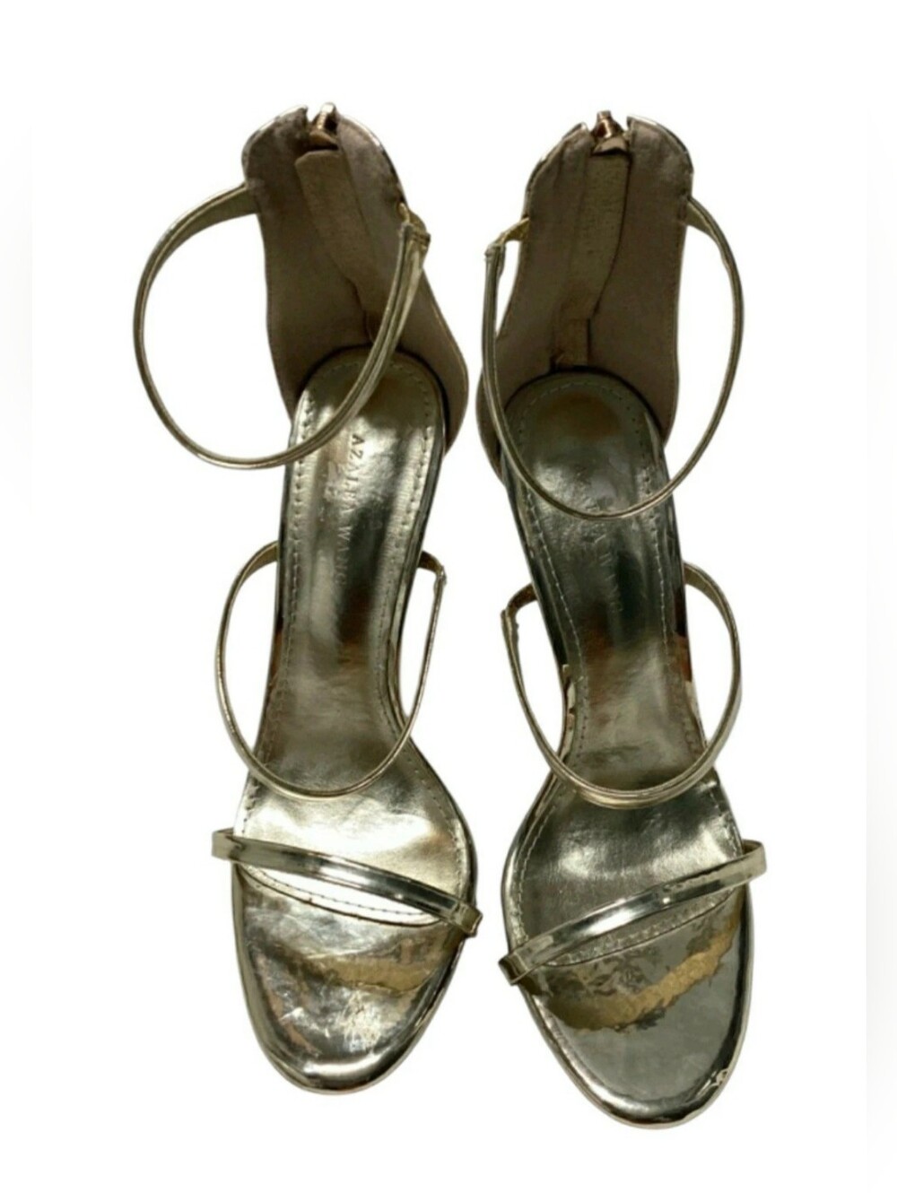 Azalea Wang Metallic Gold Strappy High Heel Sandals